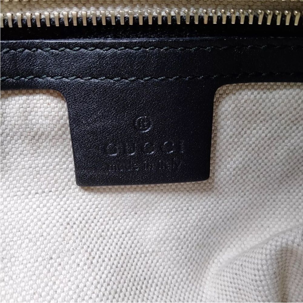 Auth Gucci Black Beige Diamanté Canvas Leather Trim Web 2way Joy Tote Bag - Picture 7 of 11